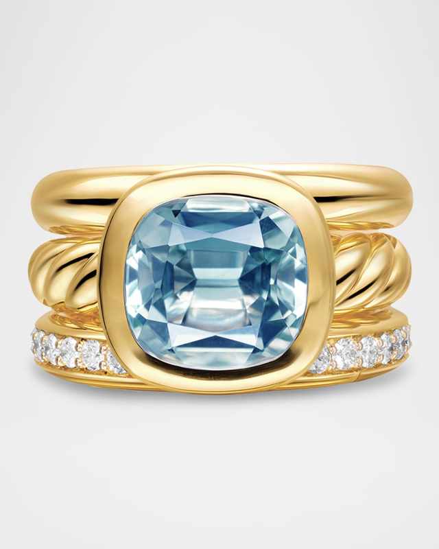 DY Mercer 3 Row Stone Ring with Diamonds in 18K Gold, 12mm